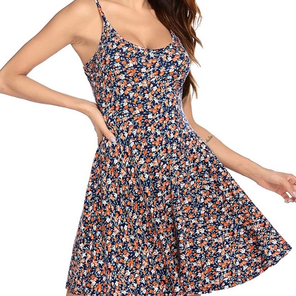 ACEVOG Women’s Spaghetti Strap Floral Skater Dress - Picture 10 of 12